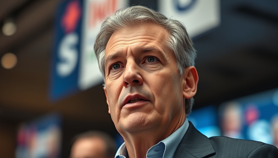 Middle-aged man discussing WealthTech trends at a conference.