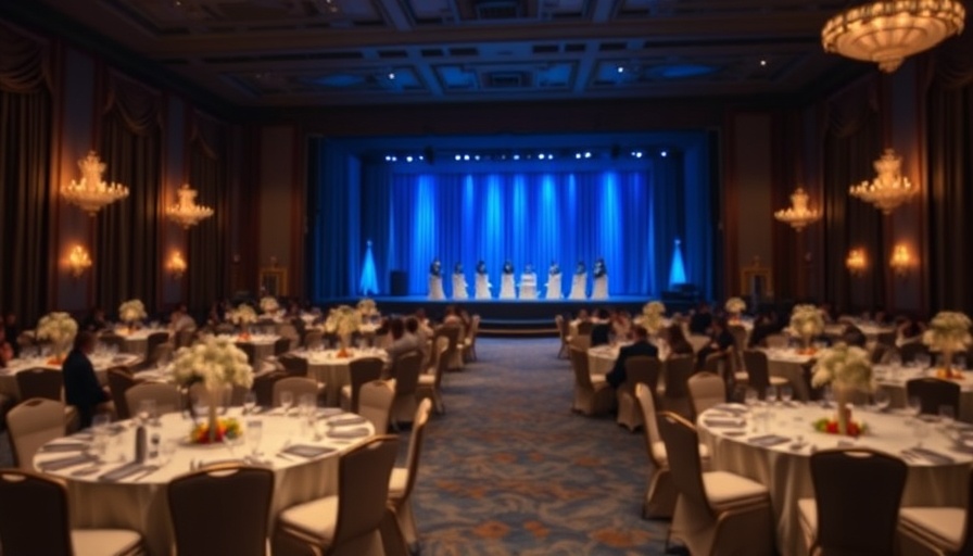 Elegant banquet hall setup for Wealth Management Industry Awards.