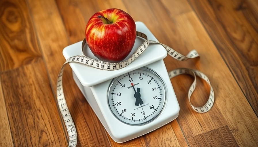 Weight scale with apple and measuring tape for cheap Ozempic alternatives.