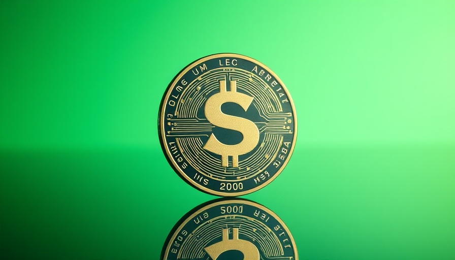 Solana coin against green background for financial planning.