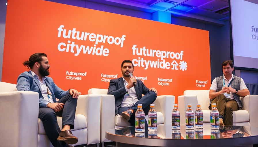 Panel discussion at Futureproof Citywide event with three individuals.