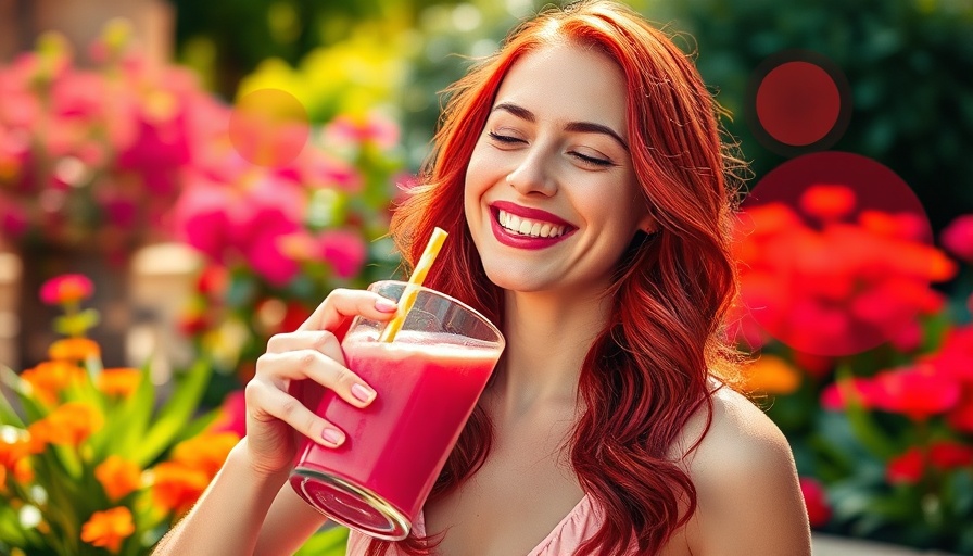 Smiling woman pouring late-night drink for weight loss outdoors.