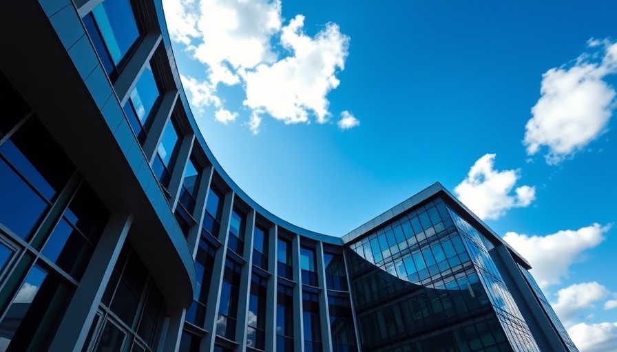 Modern office building under a bright sky, financial planning.