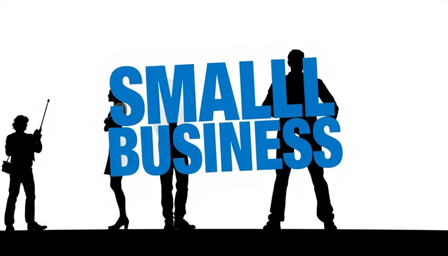 Illustration of silhouettes holding 'SMALL BUSINESS' text.