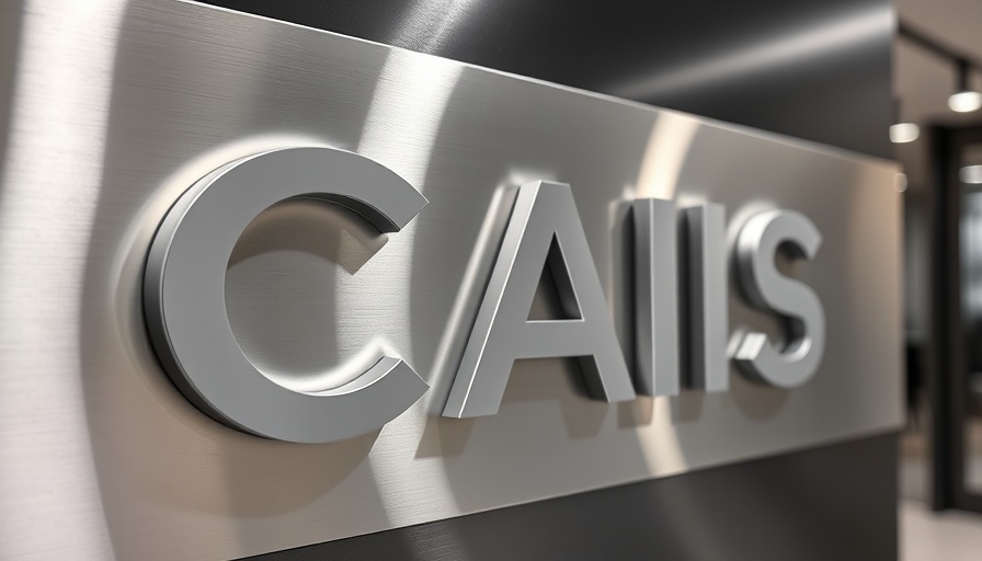 CAIS logo on a sleek metallic sign in an office for CAIS Models Marketplace for Alts.