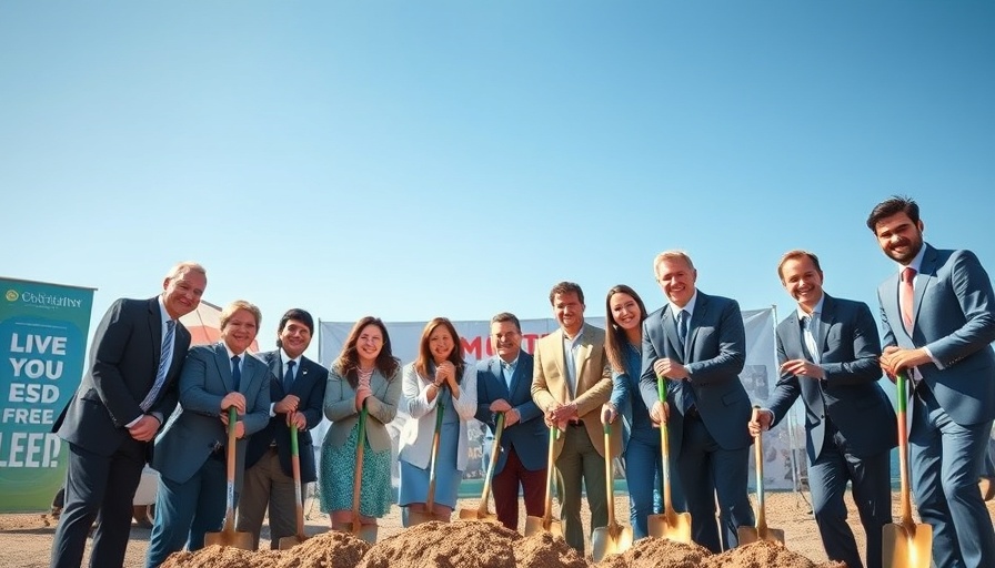 Alabama economic investment ceremony with business leaders and shovels.
