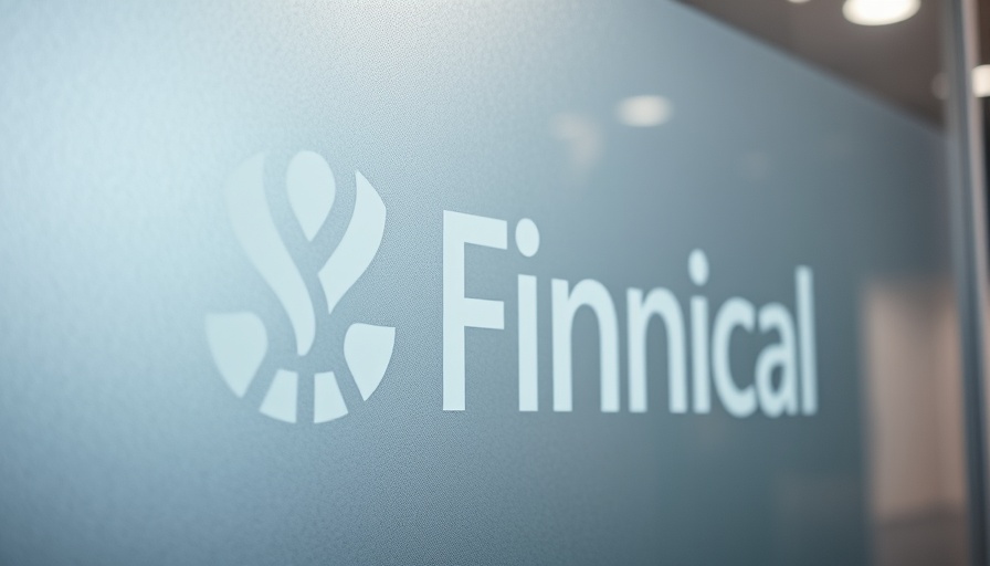 Modern office with frosted glass logo in financial planning setting.