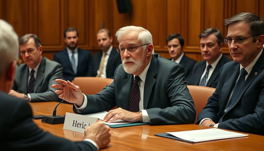 Man at confirmation hearing speaking, focused on SEC tenure