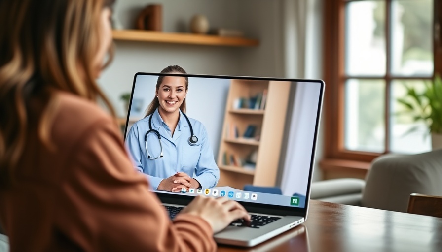 Virtual consultation on laptop with smiling nurse, related to Abbott Laboratories stock surge.