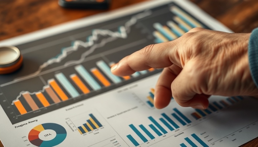 Business analytics chart and hand highlighting investment strategies