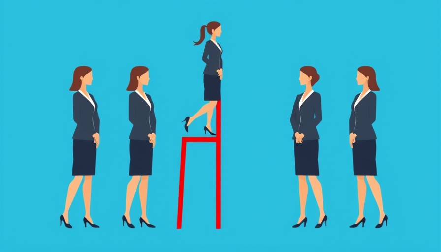 Illustration of women in business attire, one climbing ladder, symbolizing women in wealth management.