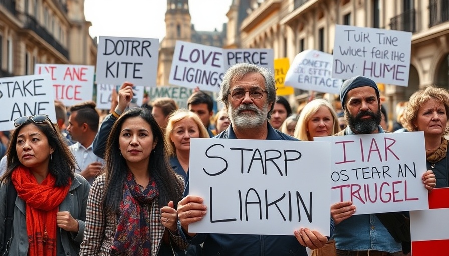 Protest against policies, people with signs in urban setting.