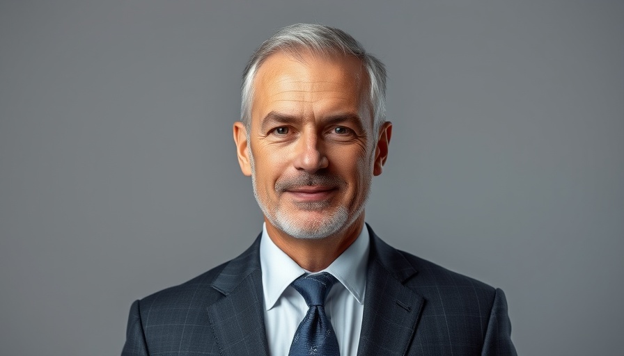 Chief Data AI Officer in Financial Services portrait with neutral background.