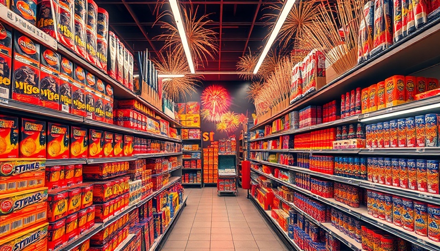 Colorful fireworks on display in a store aisle