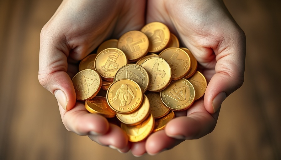 Hands holding gold coins, symbolizing investing in gold.