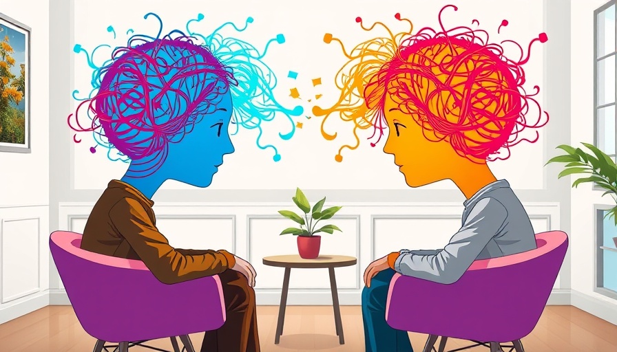 Illustration of counseling session with thought patterns for financial planning.