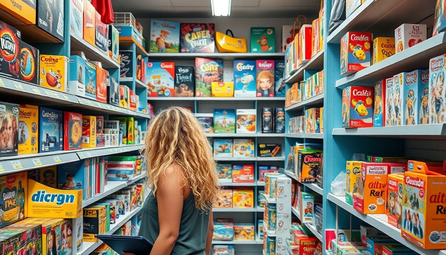 Impact of tariffs on small business toy store with woman browsing.