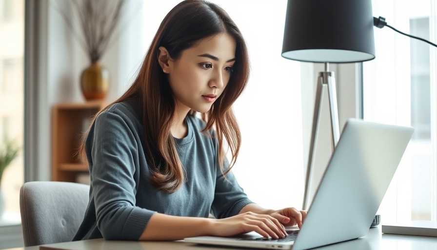 Young woman in home office using laptop, impact of Trump tariffs on small businesses.