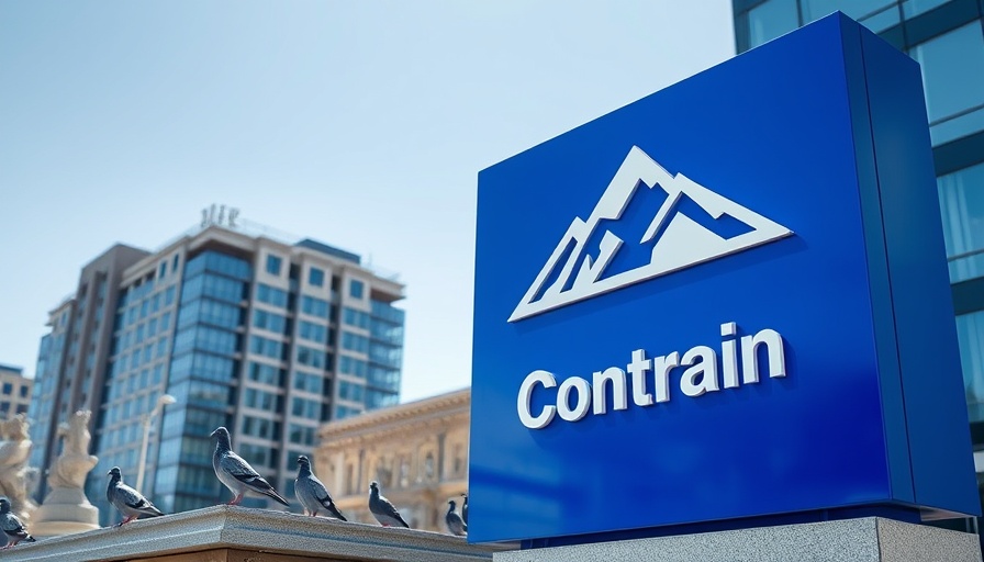 Blue corporate sign in urban area under bright sunlight, Wealth Management Partnership.