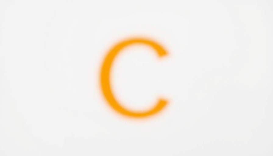 Blurry orange letter C on white background