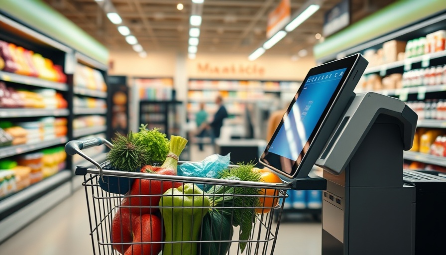 Modern supermarket checkout with groceries. Recession Resistant Investing Kroger.
