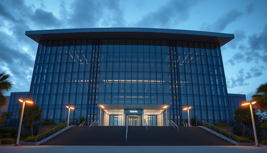 Modern glass corporate building at dusk reflecting Nvidia sell rating atmosphere.