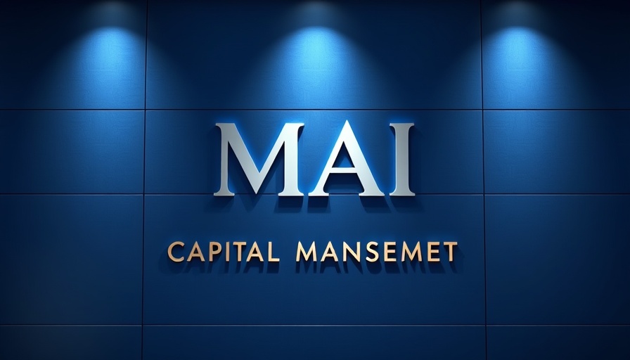 Sleek company logo of MAI Capital Management on blue wall, financial planning.