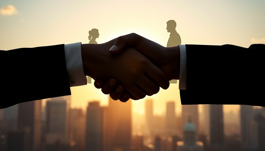 Symbolic handshake and business figures, financial planning theme