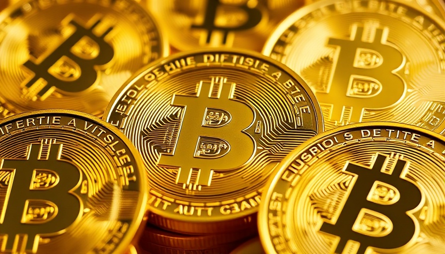 Close-up of golden Bitcoin coins for bitcoin investment company.