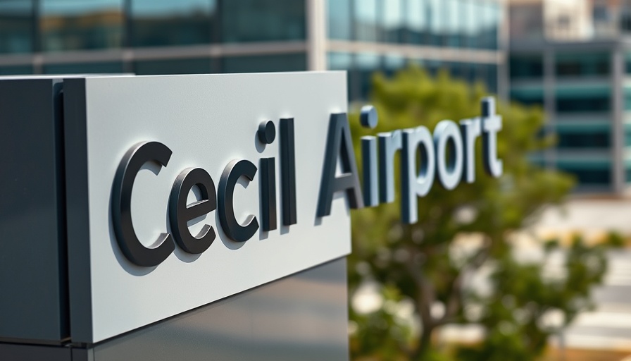 Jacksonville investment Cecil Airport sign close-up