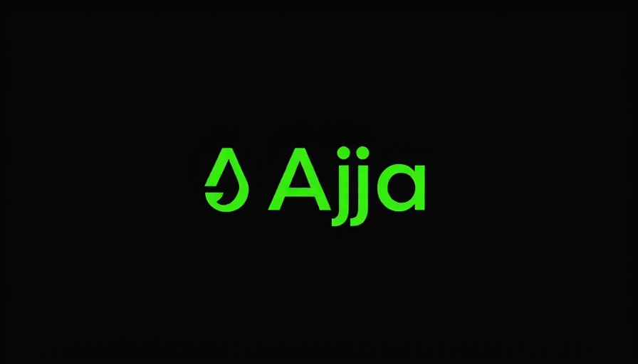 Aja logo with green text on a black background