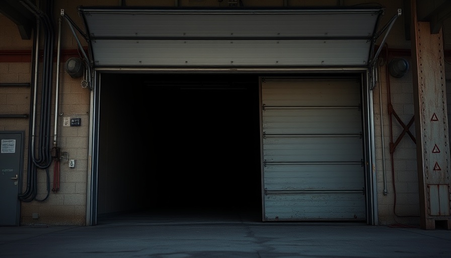 Partially opened garage door indicating Cedar Park small business theft.