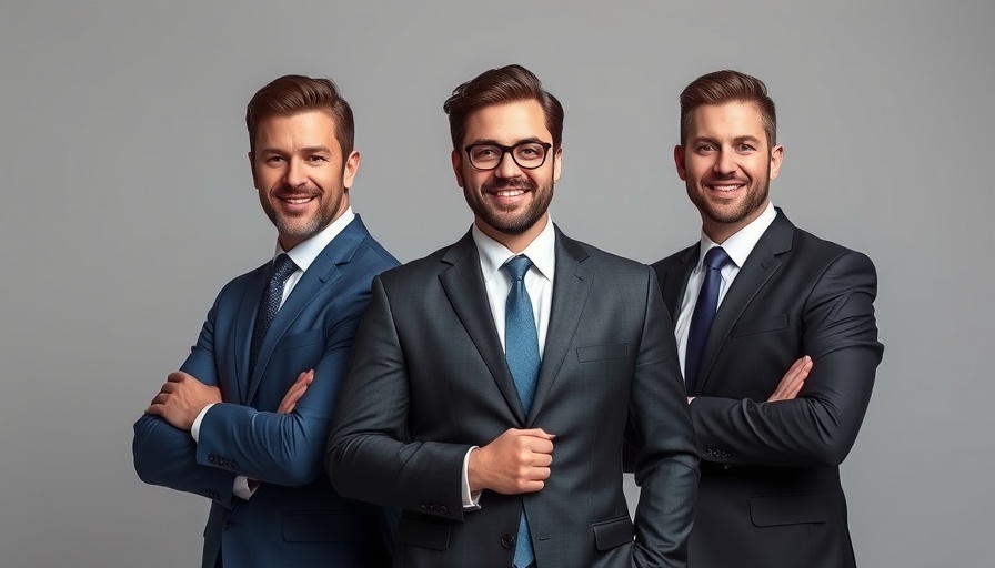 Three professionals in suits for financial planning.