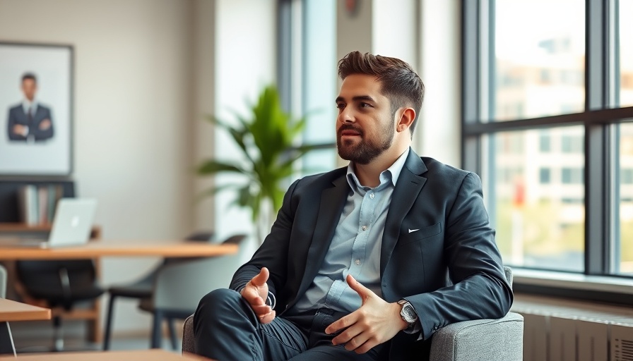 Professional man discussing in a modern office setting.