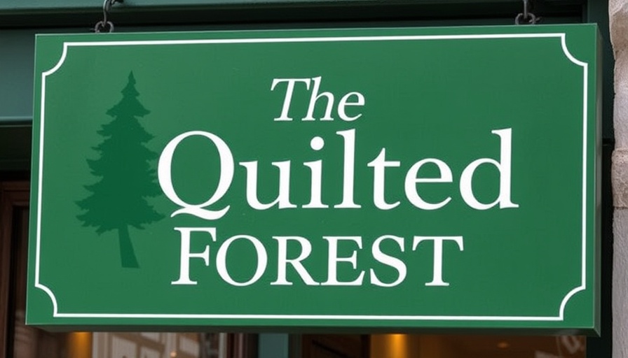 The Quilted Forest sign, Small Business of the Week Iowa.