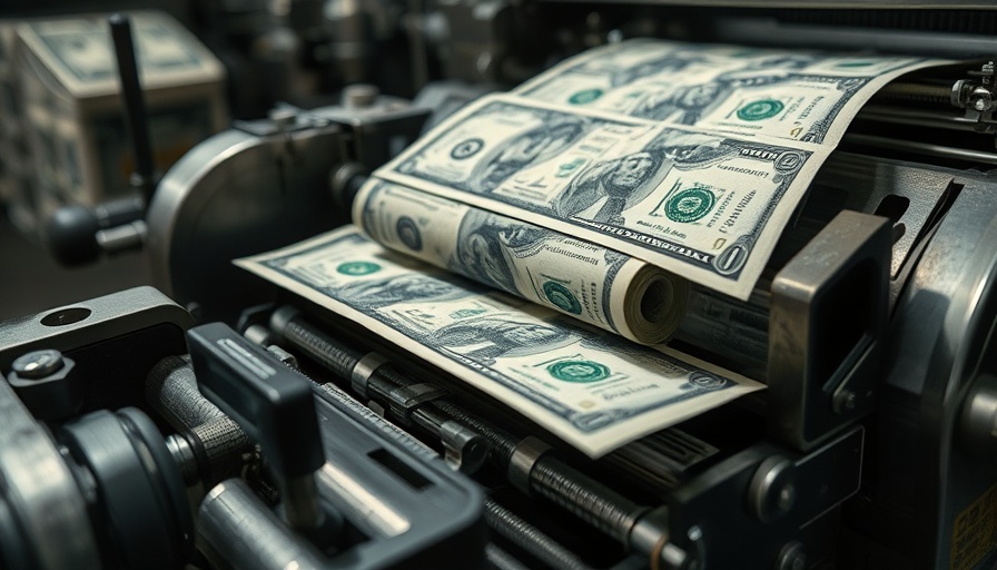 Money printing machine producing hundred dollar bills symbolizing passive income through dividend investing.