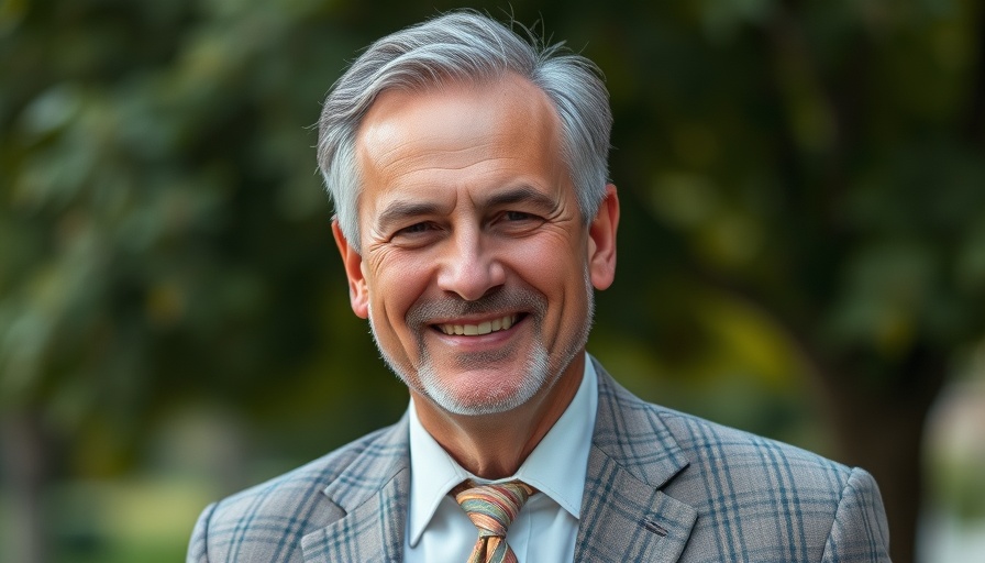 Confident middle-aged man in plaid suit, financial planning theme.