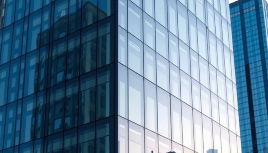 Modern office building reflecting cityscape, financial planning