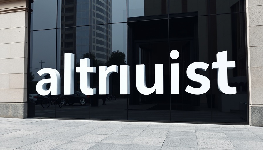 Modern typography 'altruist' on glass facade for Altruist Rebrand