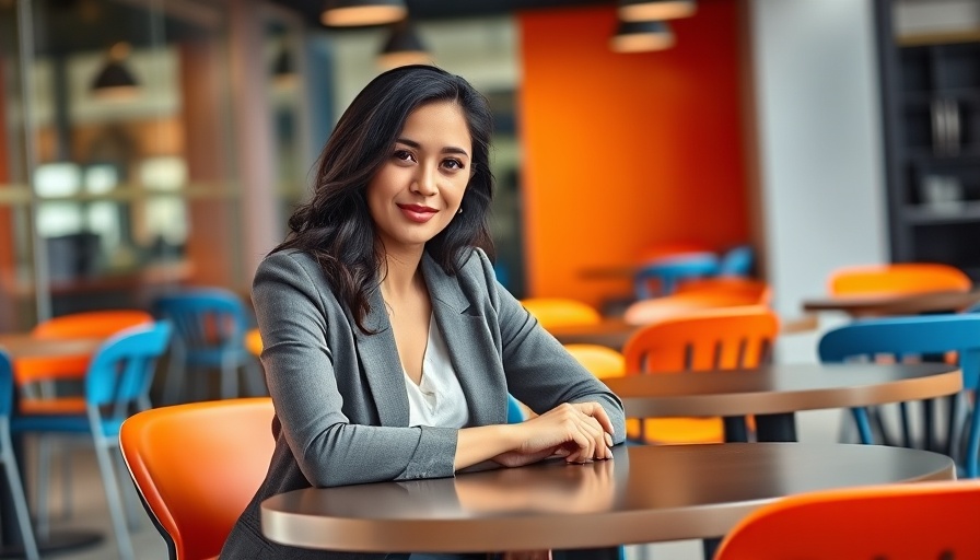 Confident woman in modern cafe for tech tips for small businesses.