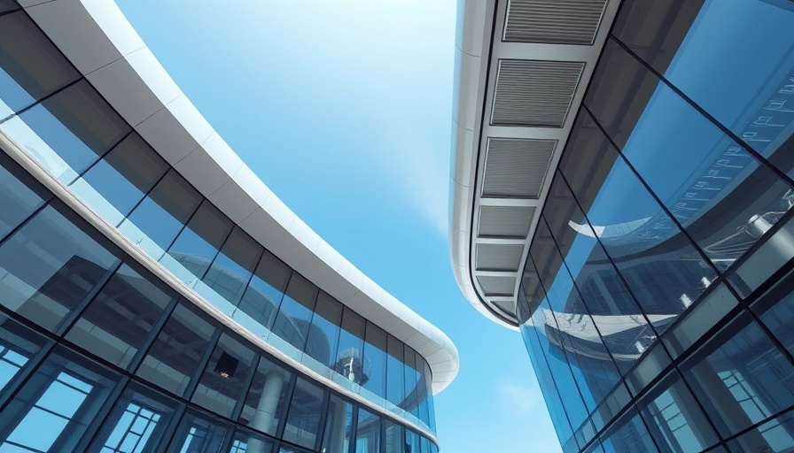 Futuristic architectural design showcasing glass and metal structure.