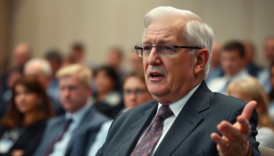 Elderly man speaking at conference on inflation protection strategies.
