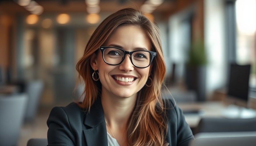 Confident woman in office, financial planning expert.