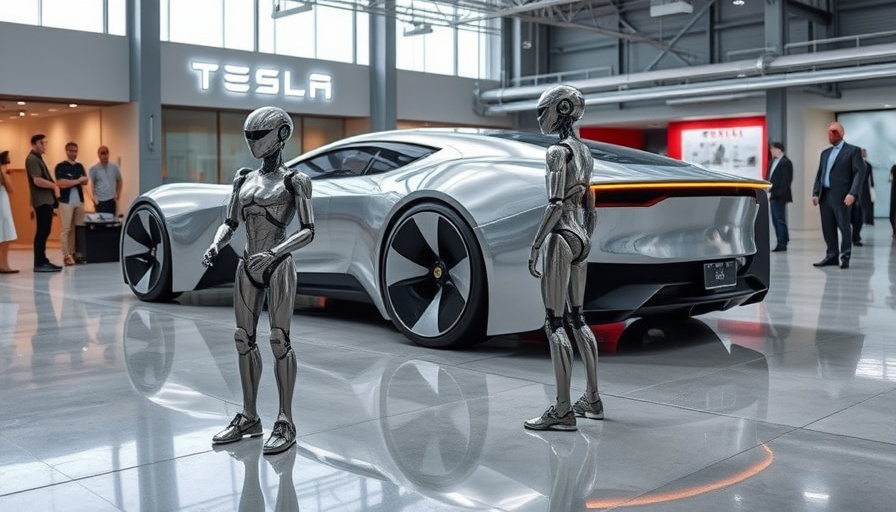 Tesla showroom featuring Cybertruck and robot as investment insight