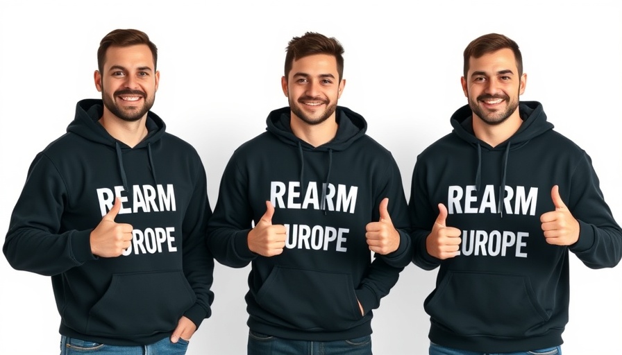 Men in hoodies promoting defense technology investments.