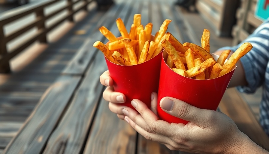 Delaware's hidden-gem businesses: French fries on rustic bench.