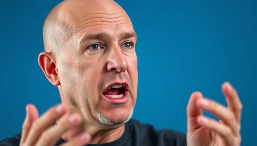 Middle-aged man speaking, vibrant setting, avoiding panic selling advice.