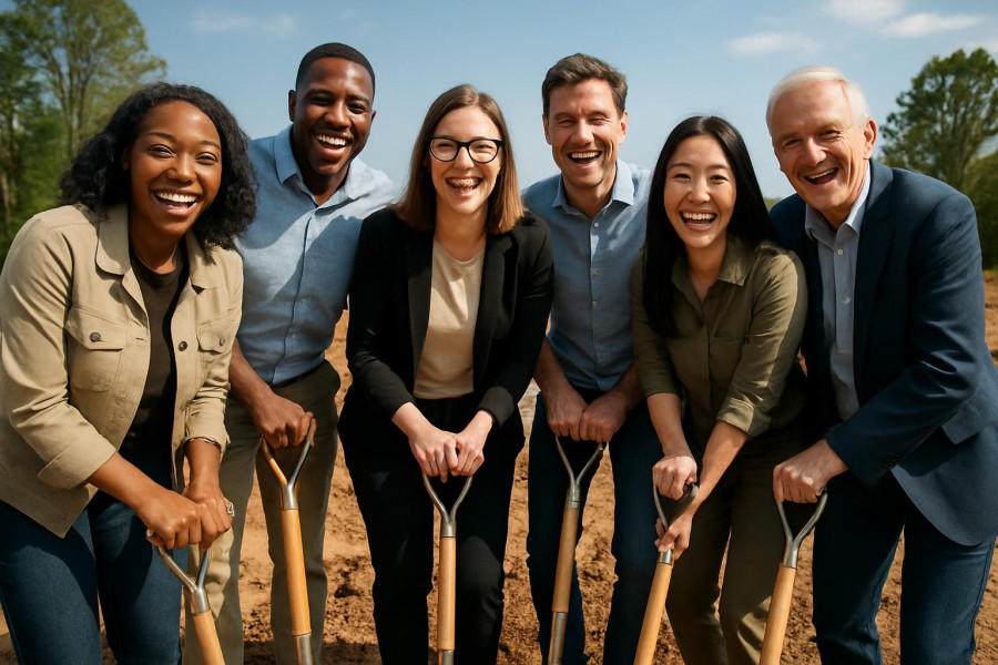Coriell Institute Camden Life Sciences groundbreaking event with group.