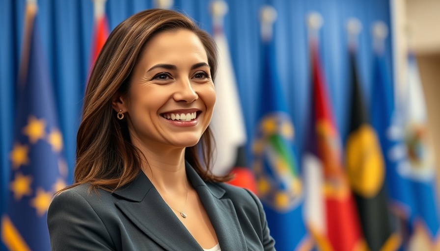 Professional woman smiling in official setting, Nor’easter in New Jersey