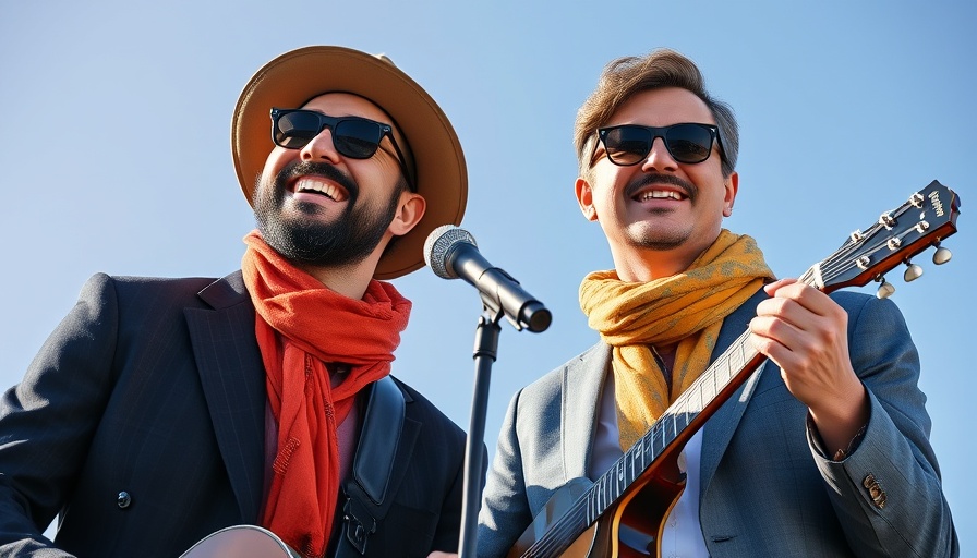Air Supply concert tickets: Musicians posed under a clear sky.